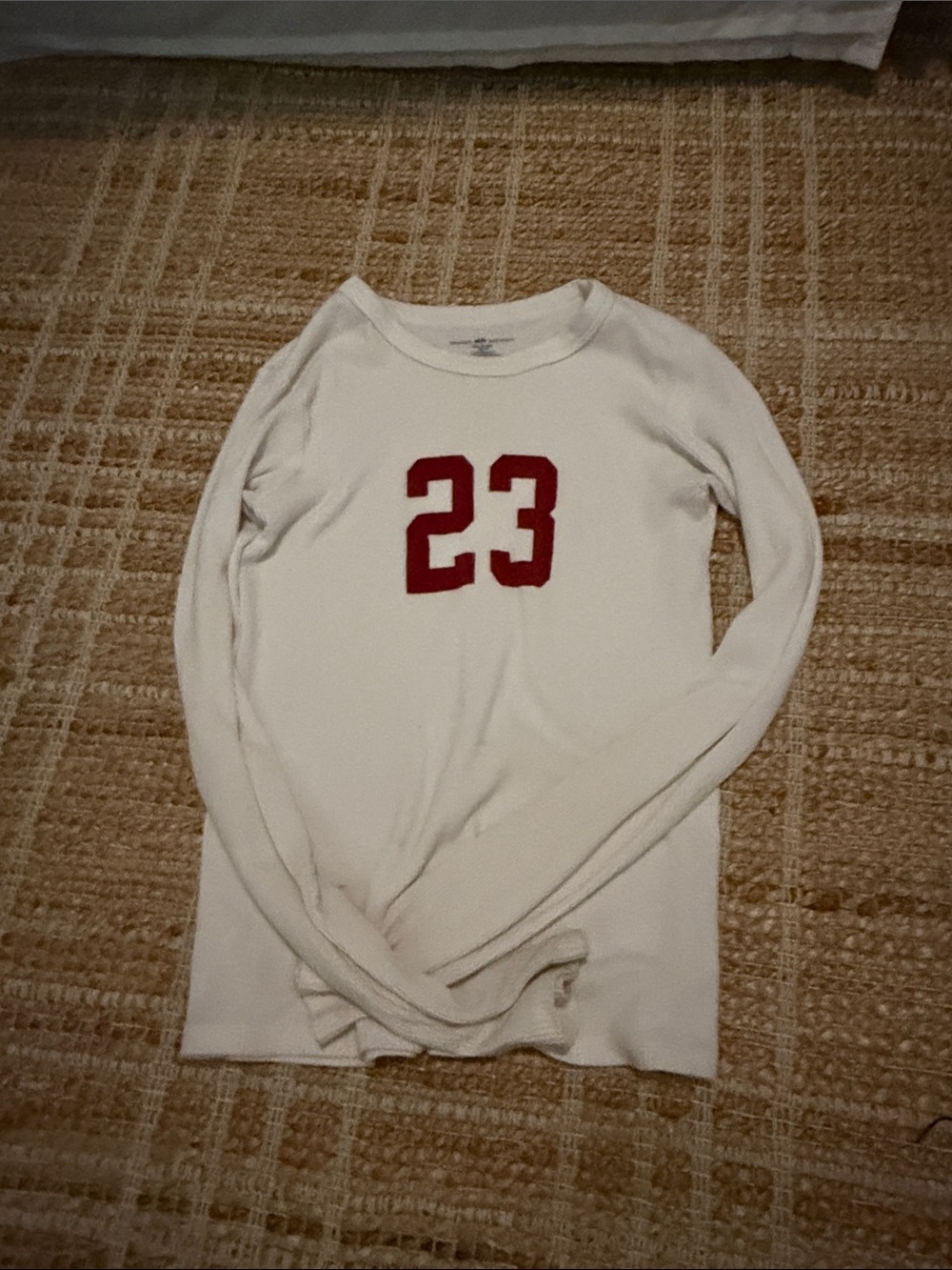 Brandy Melville White Long Sleeve Top with Red "23" Graphic